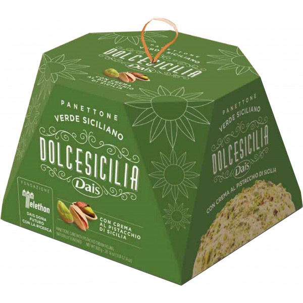 "Dais Panettone Verde Siciliano Ricoperto Crema Pistacchio (800 gr)" - Dais