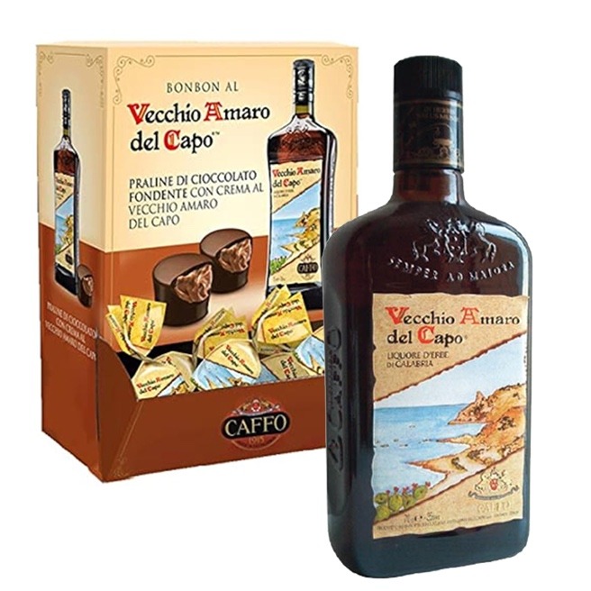 "Vecchio Amaro Del Capo (1 lt)" - Amaro Del Capo + "Amaro Del Capo Praline Di Cioccolato Fondente (1 Kg Expo)" - Amaro Del Capo